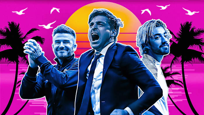 Inter Miami's David Beckham, Diego Alonso and Rodolfo Pizarro